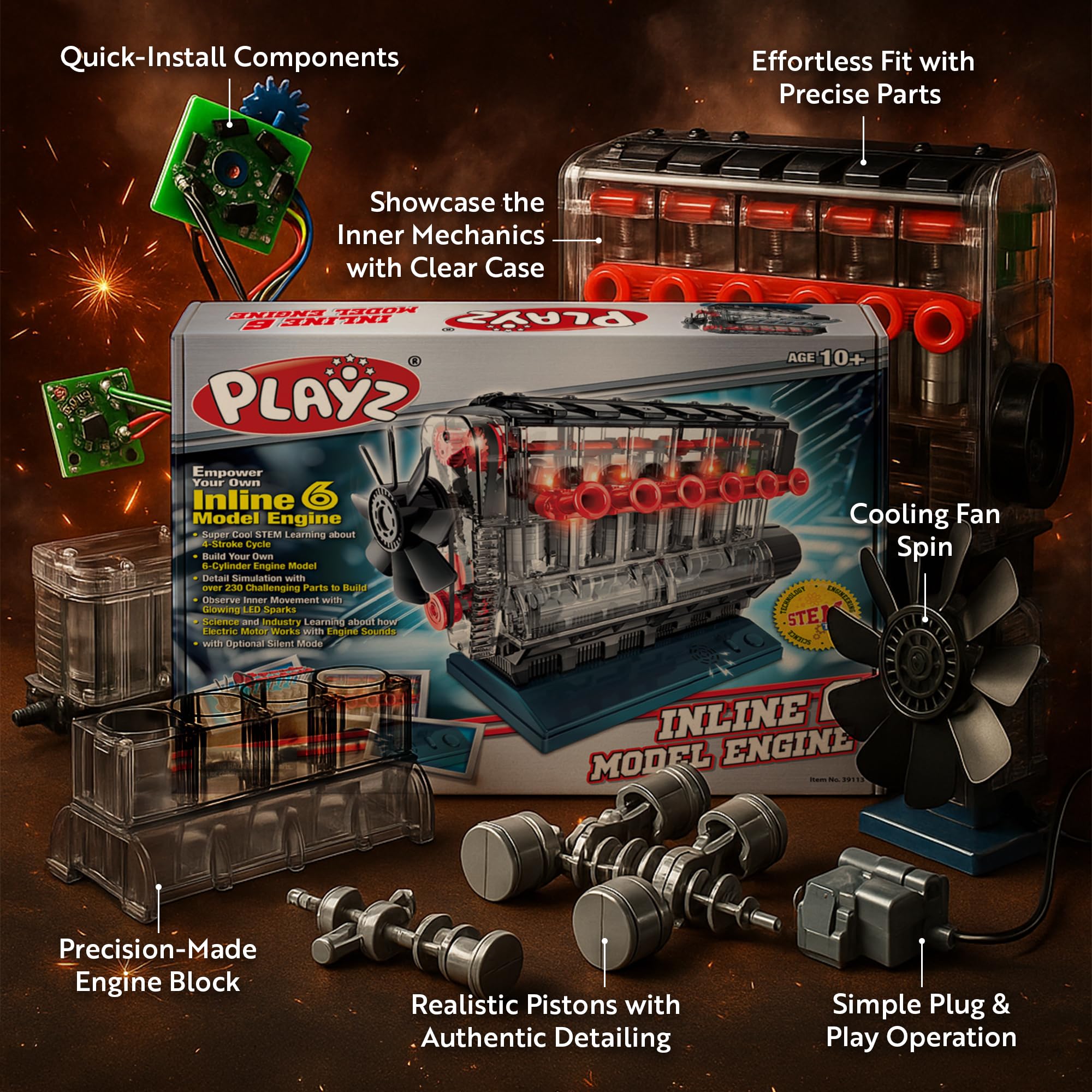 Amazon.com: Playz Inline 6 Engine Model Kit - Build Your Own STEM